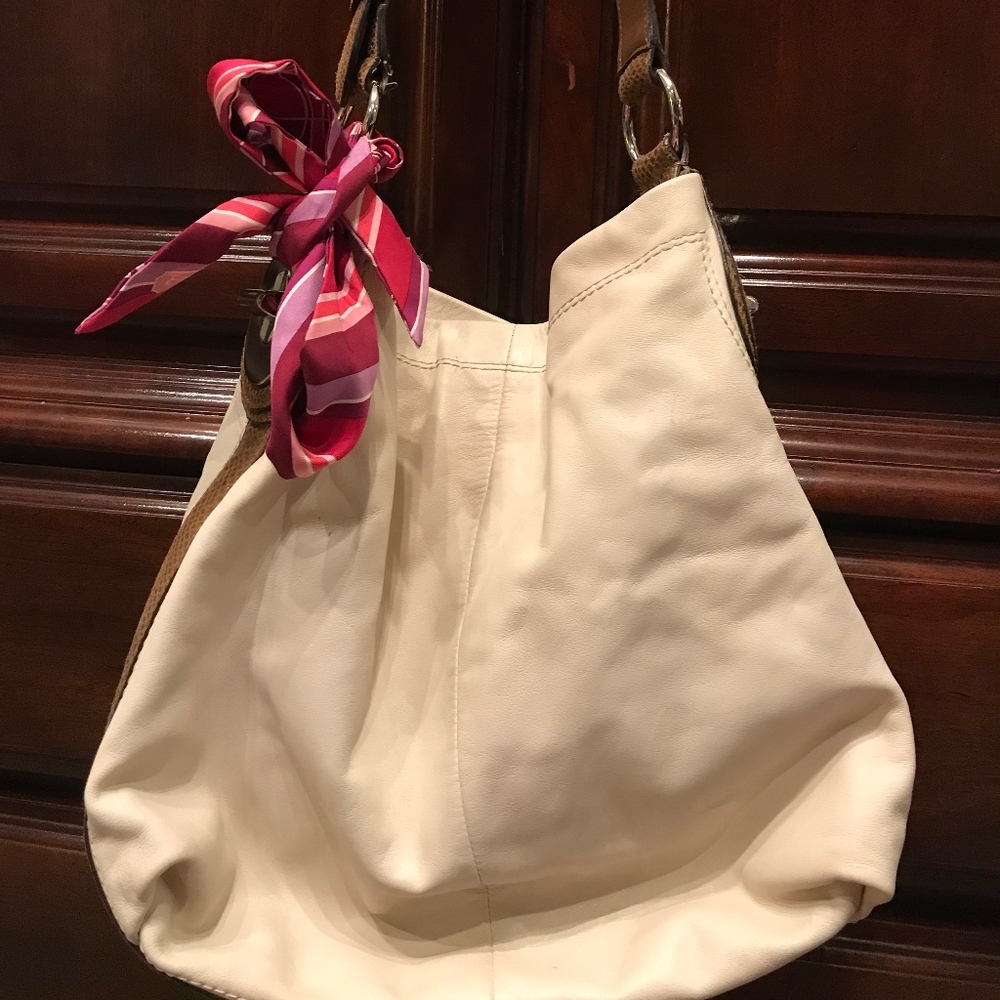 White Leather Coach Hobo bag